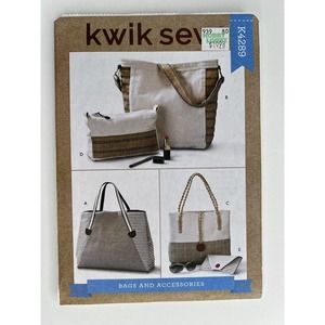 Kwik Sew K4289 Handbag Tote Purse Sewing Pattern